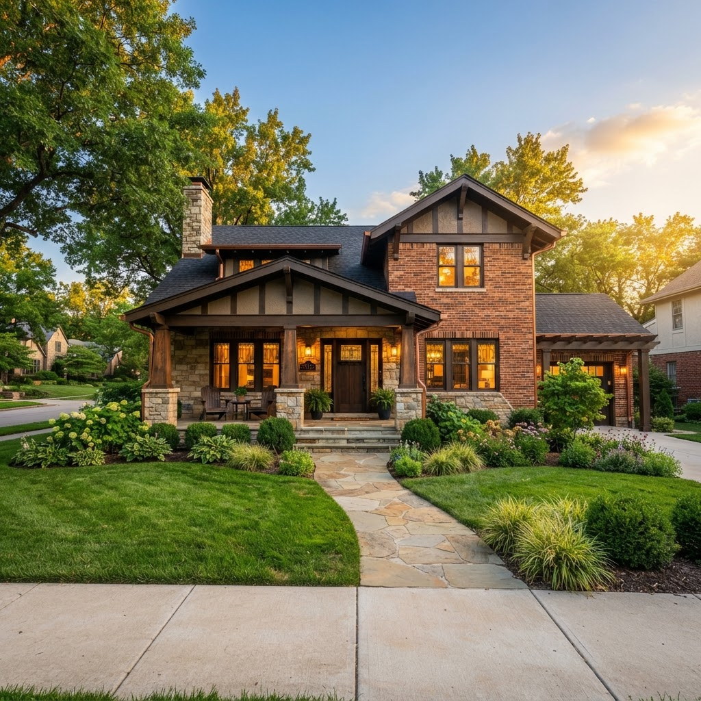 A beautiful Kansas City home at golden hour
